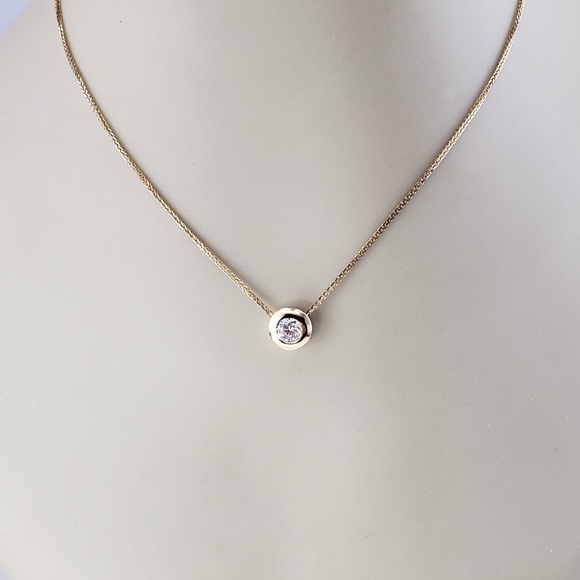 14K Yellow Gold Diamond Solitaire Pendant Necklace #16042 - Picture 8 of 8